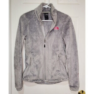 The North Face Women’s XS Gray Osito Full Zip Fleece Jacket Pink Logo Soft